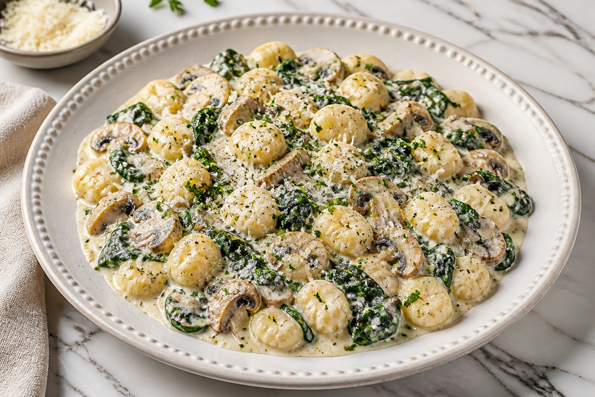 Creamy Spinach and Mushroom Gnocchi (One-Pan, 20 Minutes)
