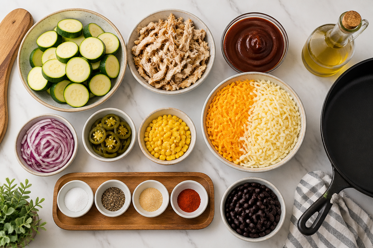 Cheesy BBQ Chicken Zucchini Nachos