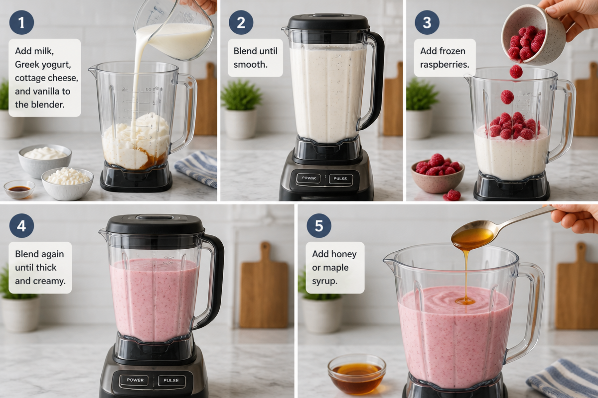 High Protein Raspberry Cheesecake Smoothie