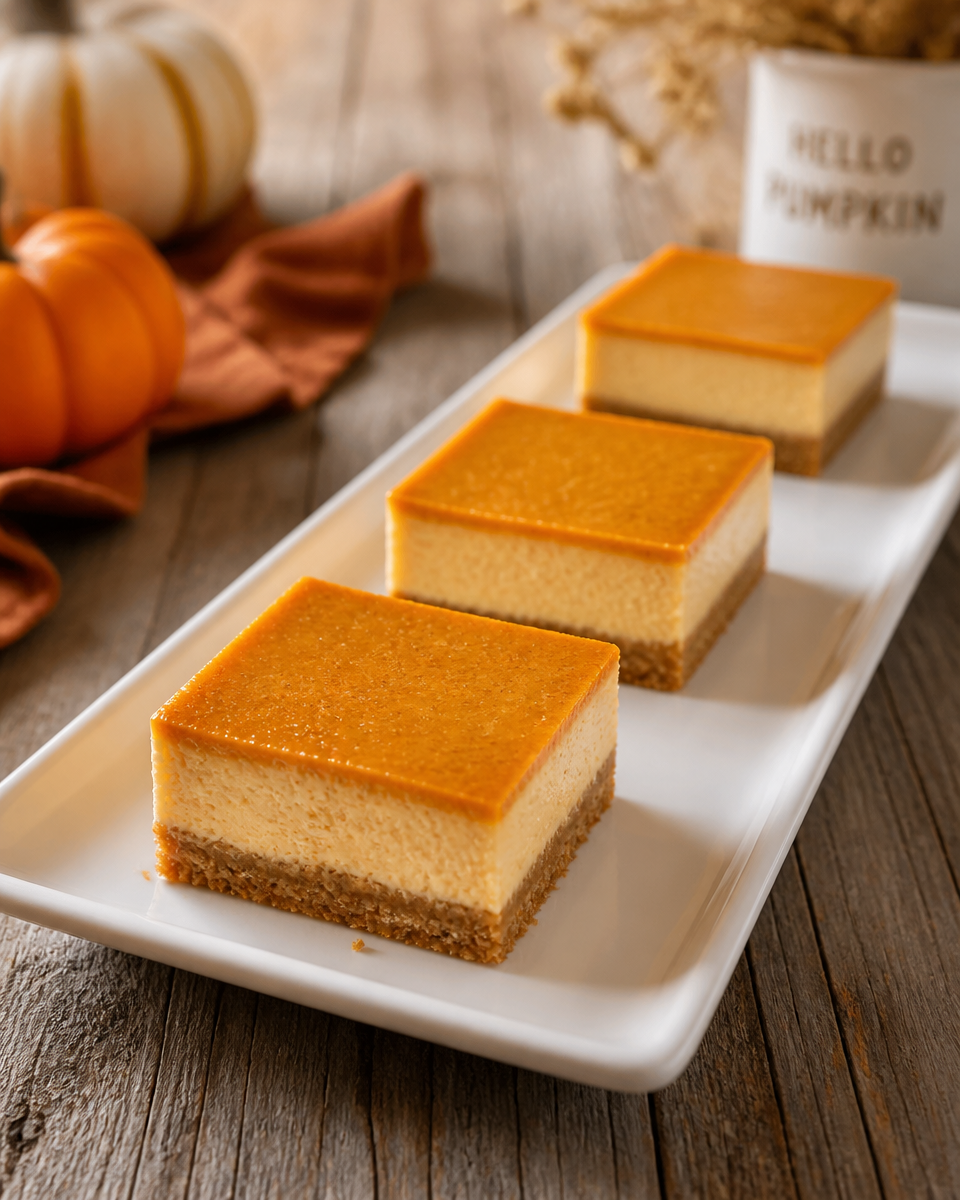 Pumpkin Cheesecake Bars with Graham Crust