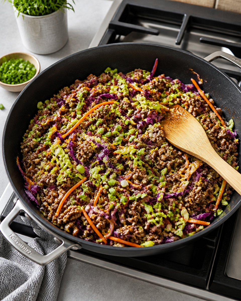 Easy Crack Slaw — Asian Ground Beef Noodle