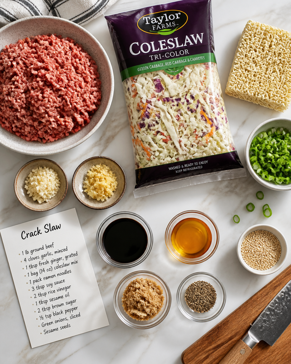 Easy Crack Slaw — Asian Ground Beef Noodle