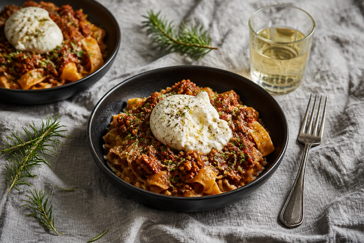 Mushroom Pasta with Burrata Bliss