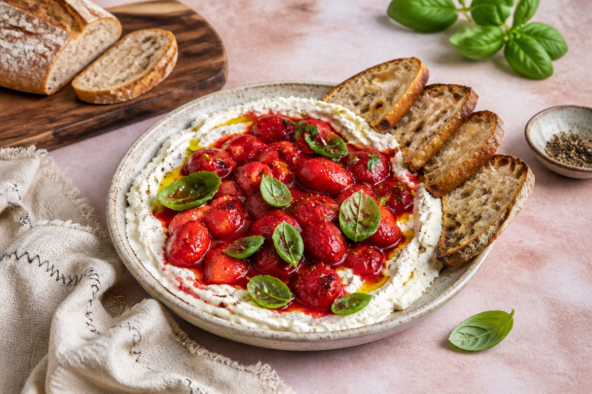 Savor the Sweetness: Whipped Feta Dip With Roasted Strawberries