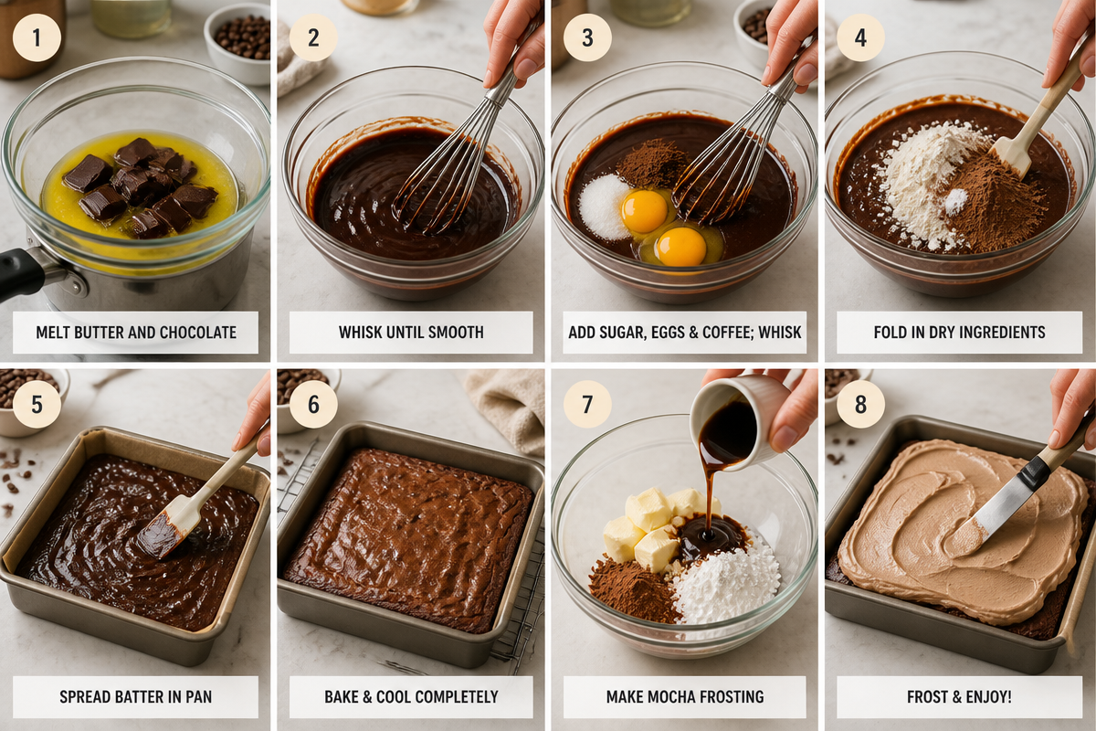 Decadent Coffee Brownies with Silky Mocha Frosting Delight