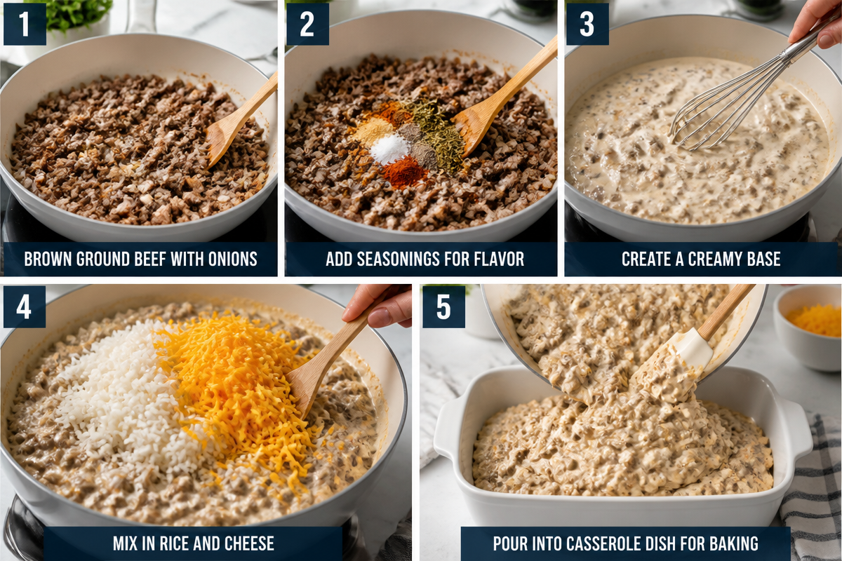 Savory Cheesy Ground Beef and Rice Casserole for Cozy Nights
