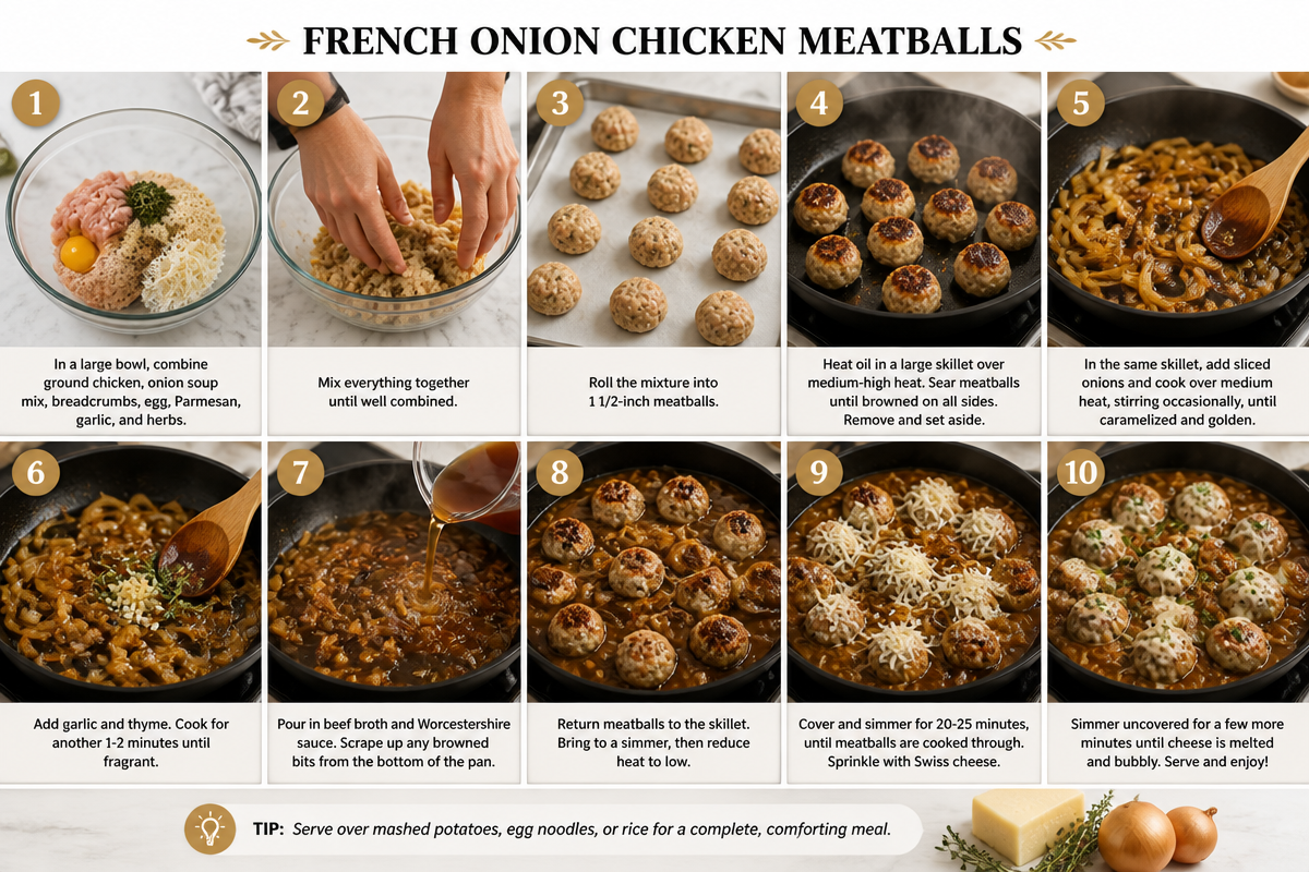 French Onion Chicken Meatballs Low Carb & Gluten Free