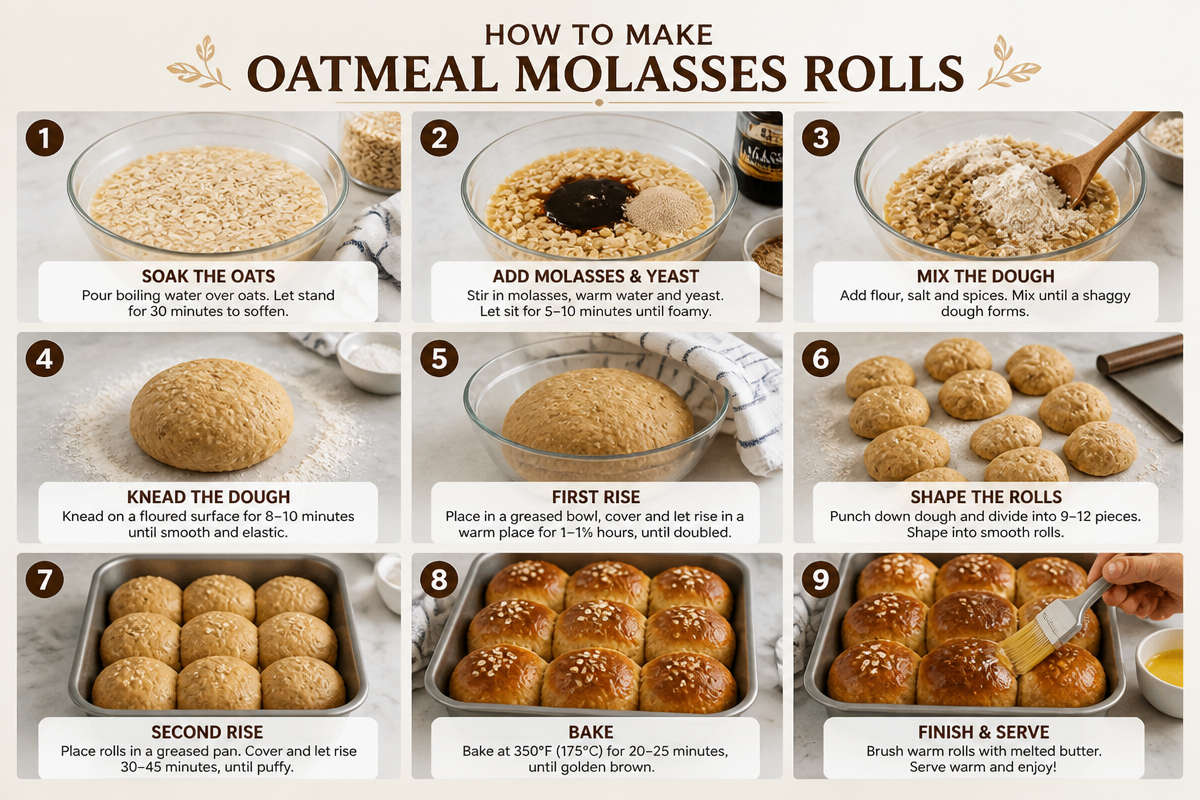 Warm and Soft Oatmeal Molasses Rolls You’ll Love