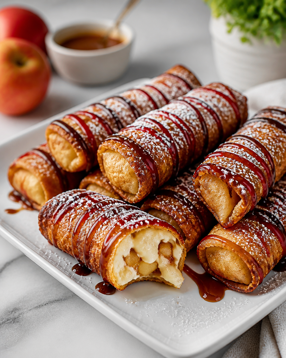 Caramel Apple Cheesecake Egg Rolls