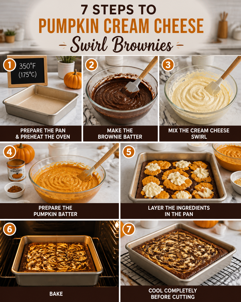 Pumpkin Cream Cheese Swirl Brownies