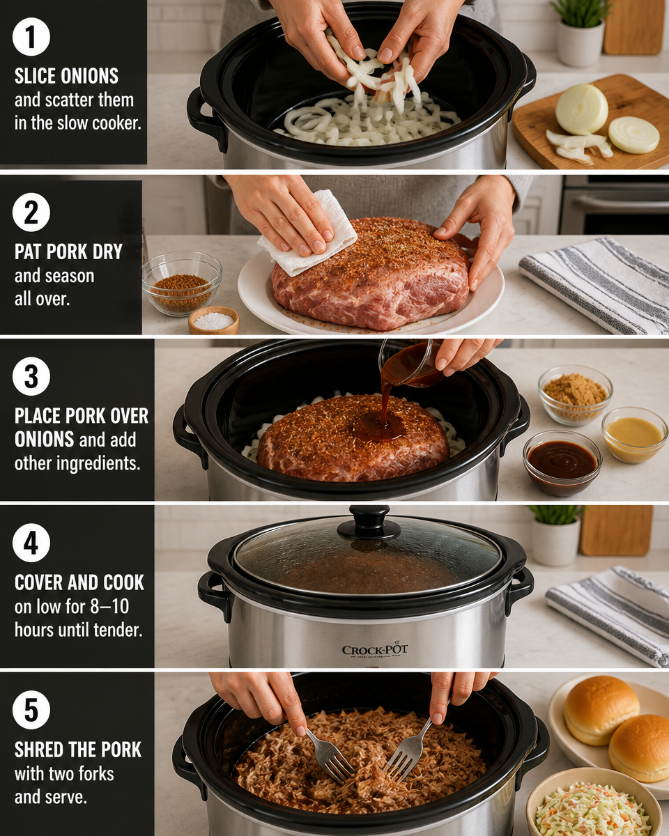 Apple Cider Pulled Pork (Slow Cooker)