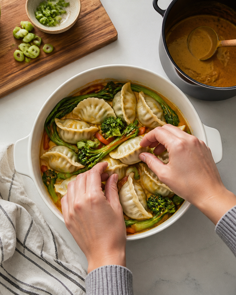 One-Pan Dumpling Curry Bake