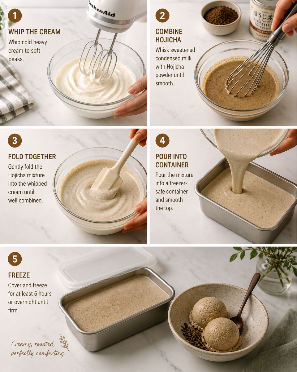 Hojicha Ice Cream (3 Ingredients, No Churn)