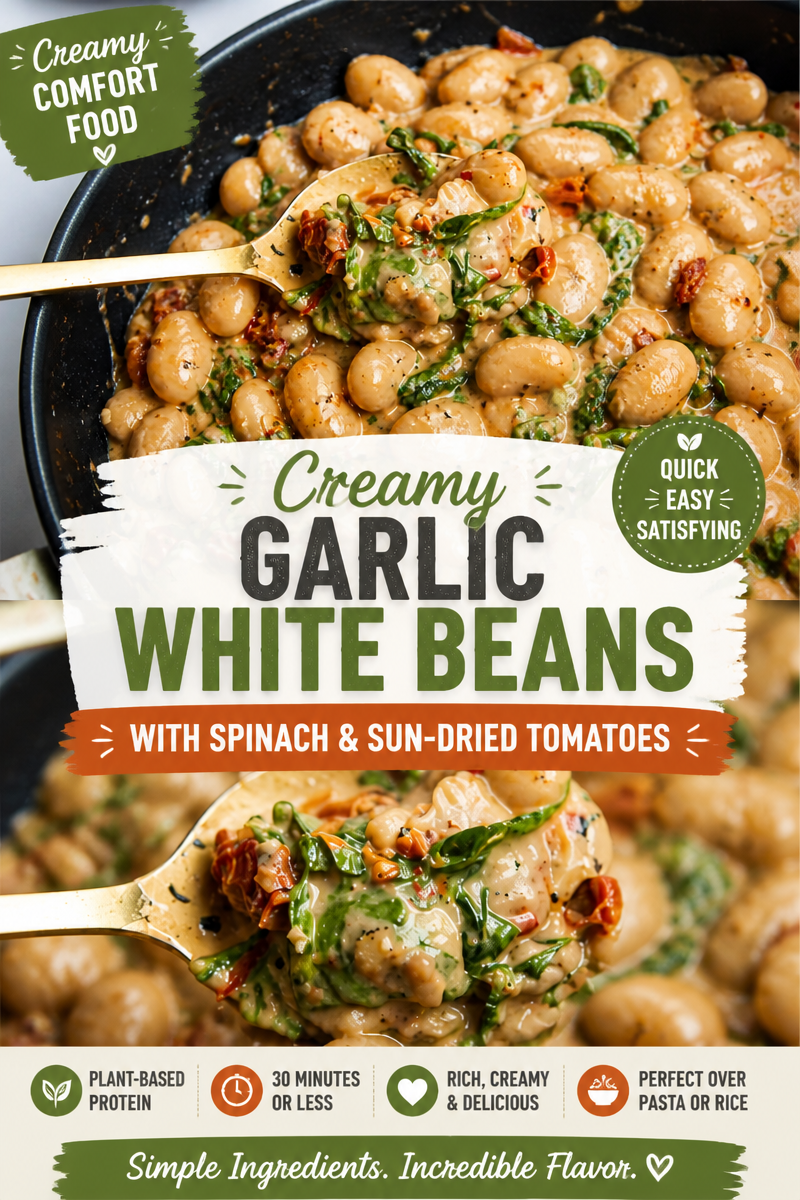 25-Minute Marry Me White Bean & Spinach Skillet (Creamy Vegetarian Dinner)