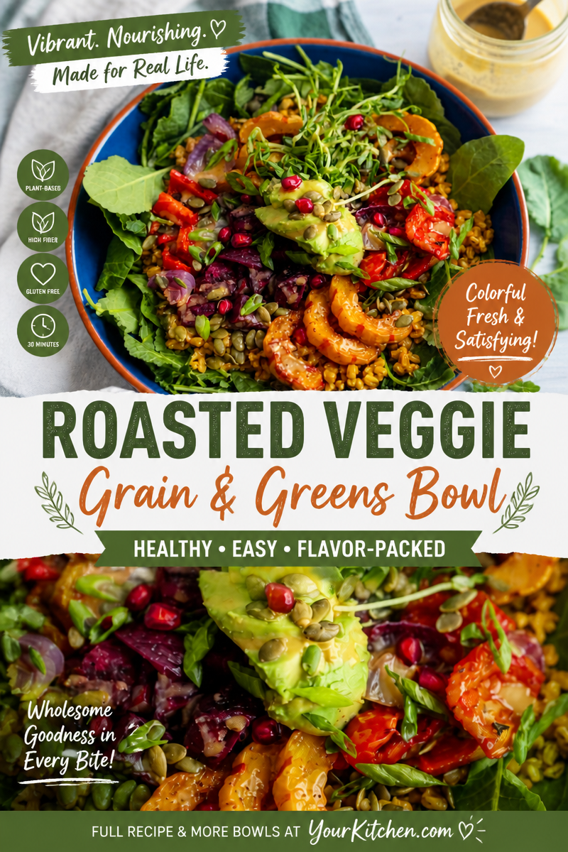 30-Minute Roasted Veggie Power Bowls with Maple Tahini Dressing roasted vegetable power bowls with maple tahini dressing