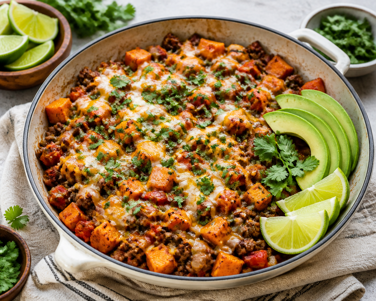 30-Minute Ground Beef and Sweet Potato Skillet (One-Pan Tex-Mex Dinner)