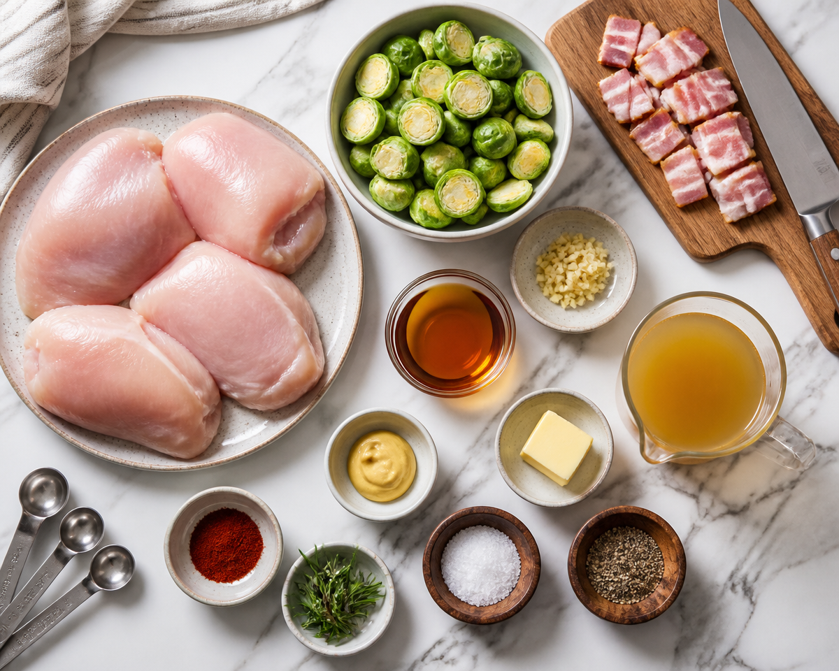 maple Dijon chicken with Brussels sprouts