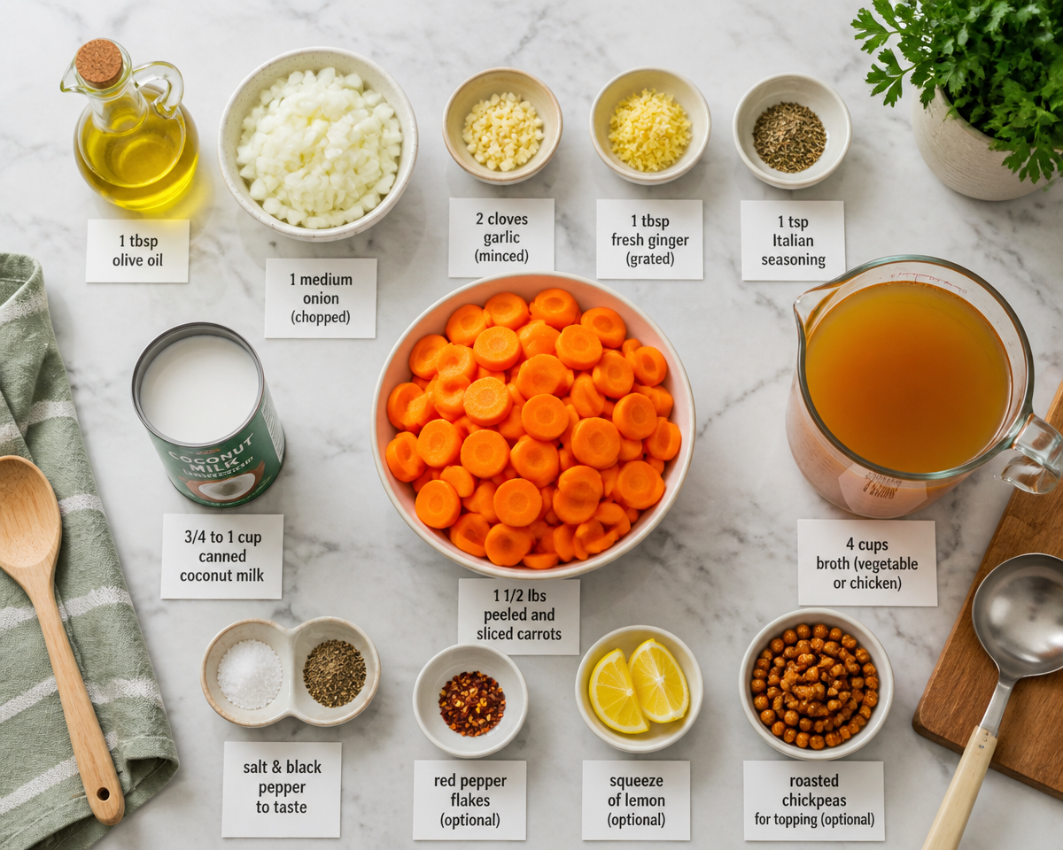 Creamy Carrot Ginger Soup with Coconut Milk (Easy & Freezer-Friendly)