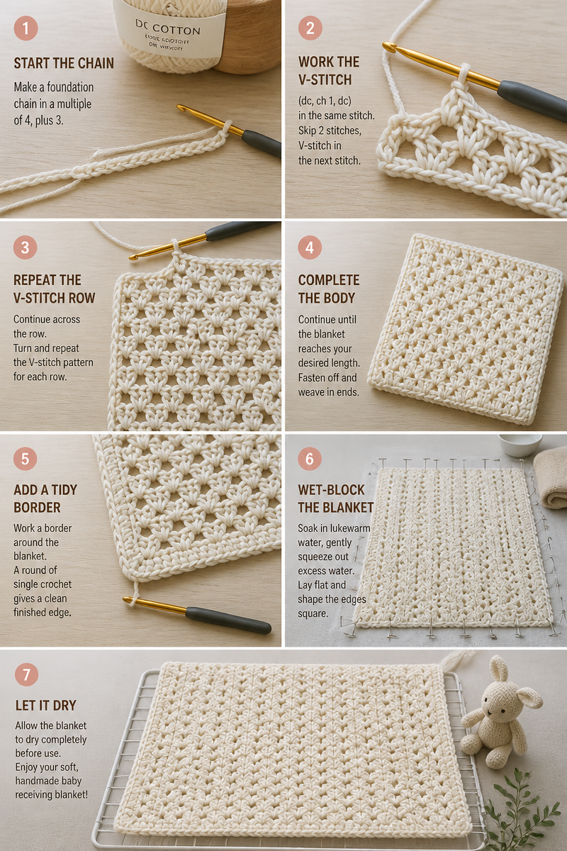 Crochet Baby Receiving Blanket Set