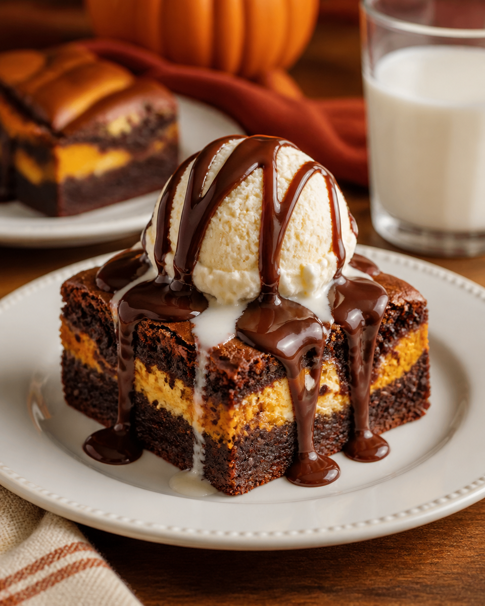Pumpkin Cream Cheese Swirl Brownies