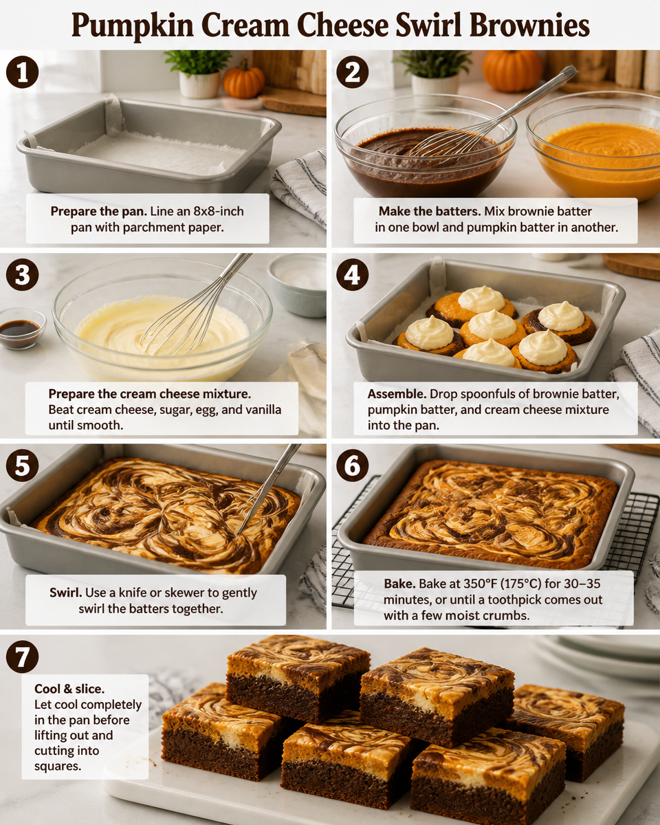 Pumpkin Cream Cheese Swirl Brownies
