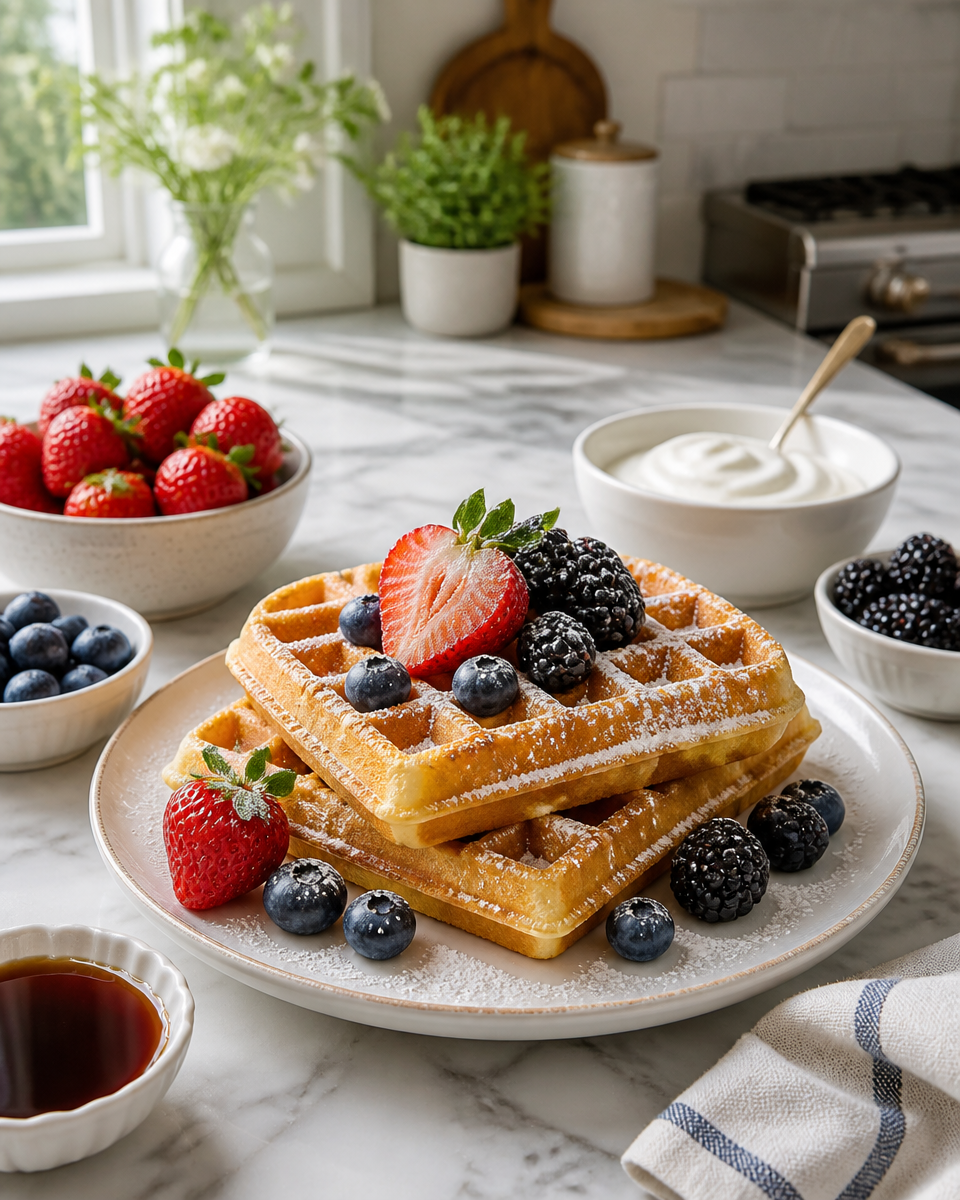 Easy Sourdough Discard Waffles — Crispy Tangy
