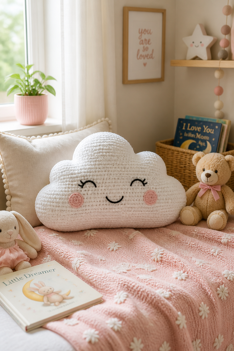 crochet cloud pillow