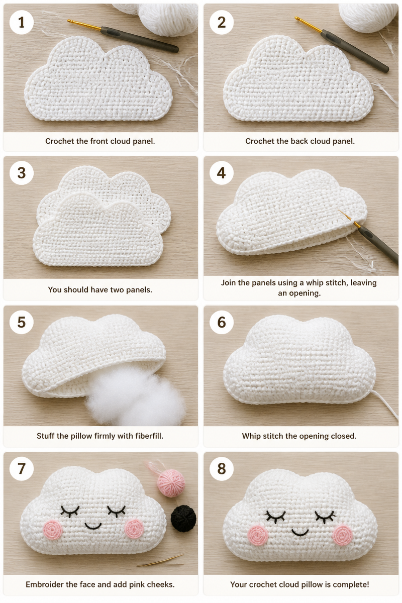 crochet cloud pillow
