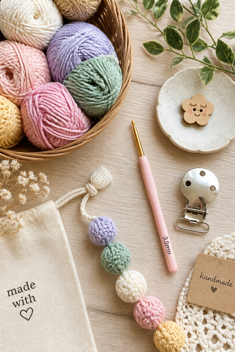 crochet baby pacifier clip