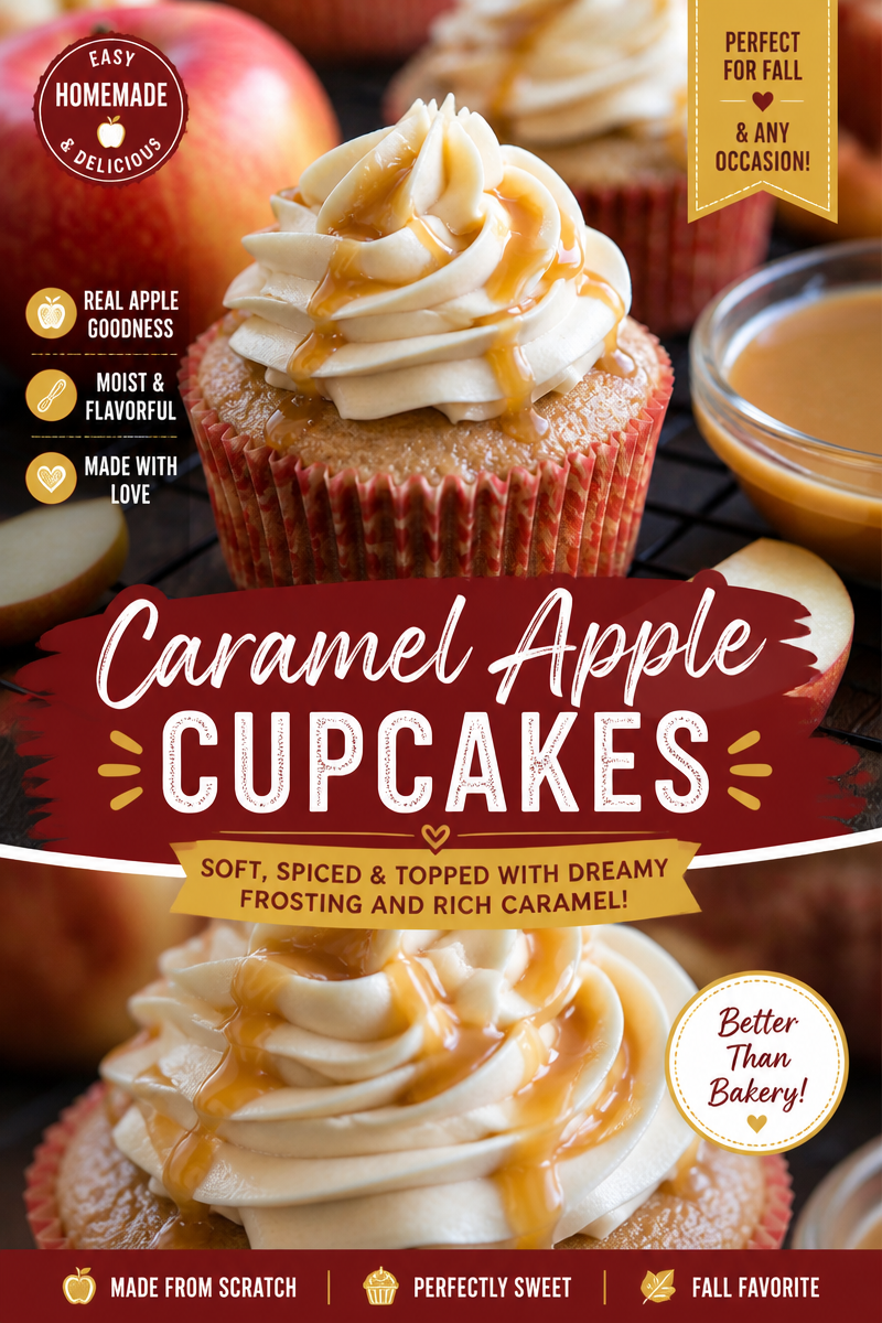 Caramel Apple Cupcakes with Brown Sugar Frosting