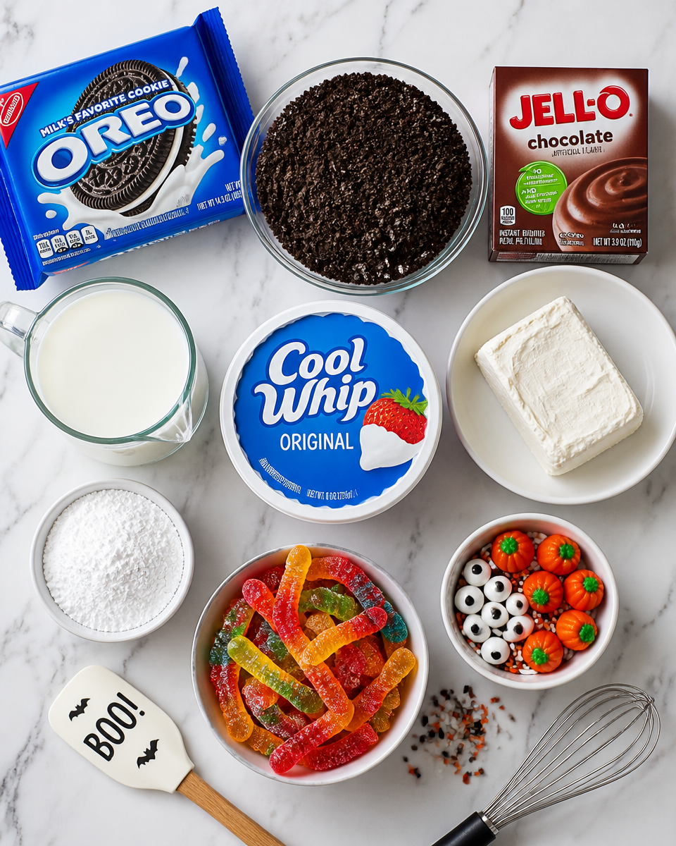 Halloween Dirt Cake with Gummy Worms
