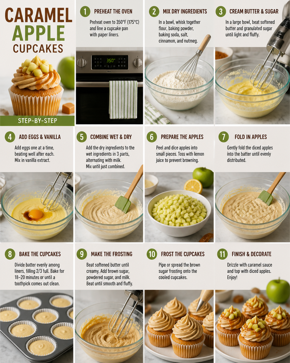 Caramel Apple Cupcakes with Brown Sugar Frosting