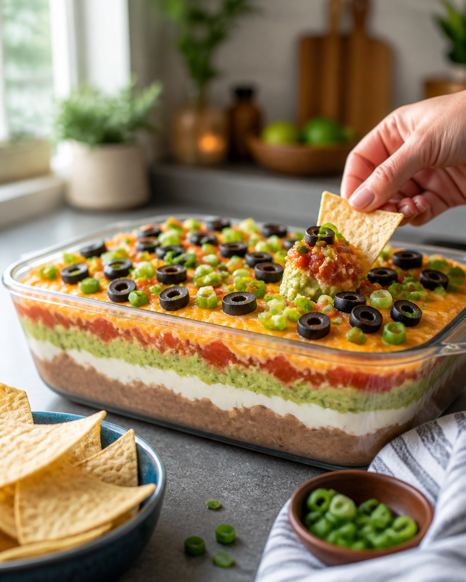 Easy 7 Layer Dip — Classic Party Crowd Pleaser