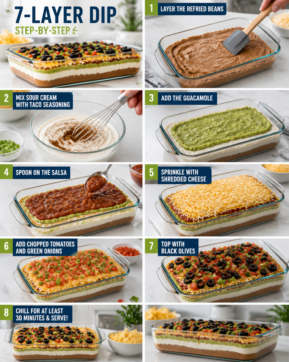 Easy 7 Layer Dip — Classic Party Crowd Pleaser