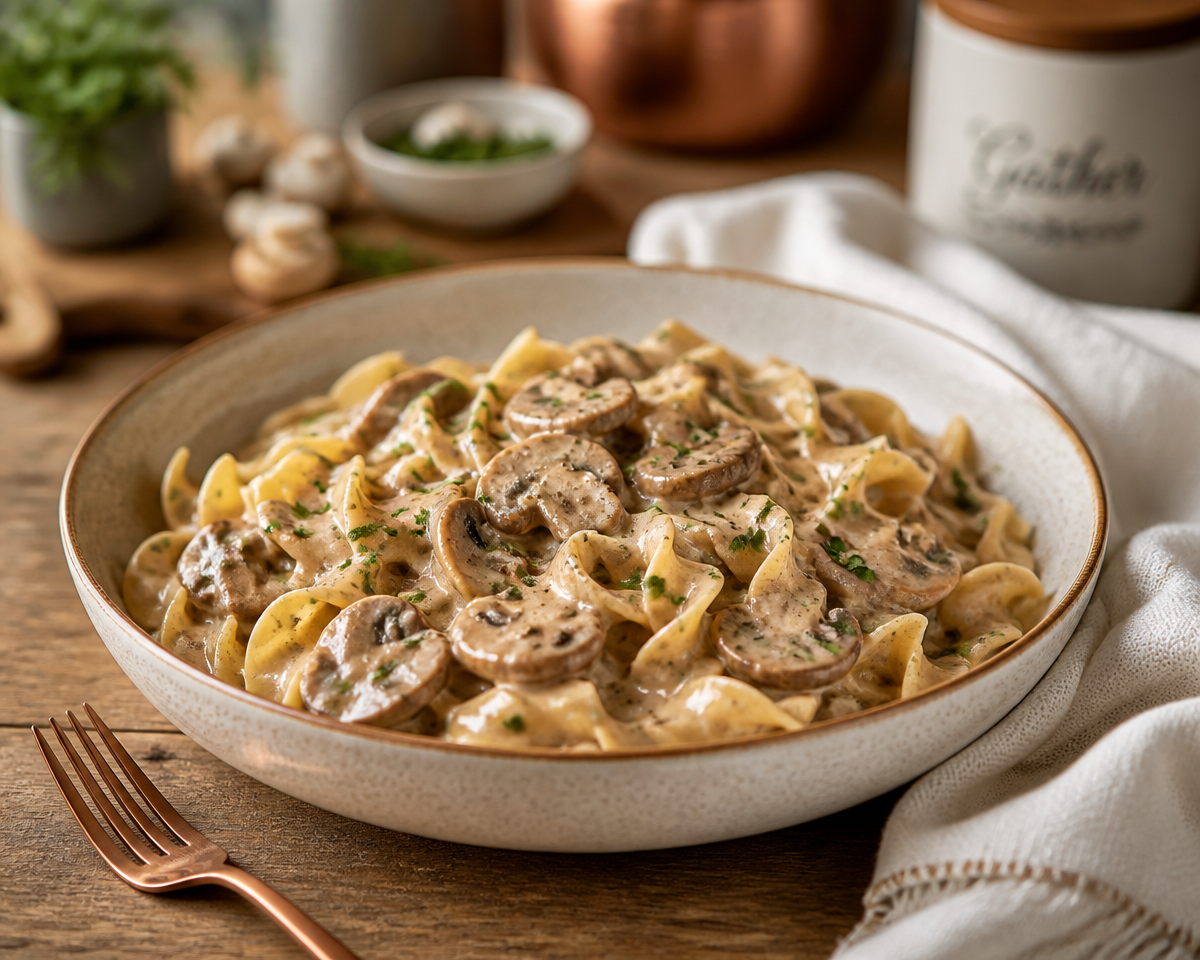 Quick and Cozy One-Pot Mushroom Stroganoff Pasta Delight
