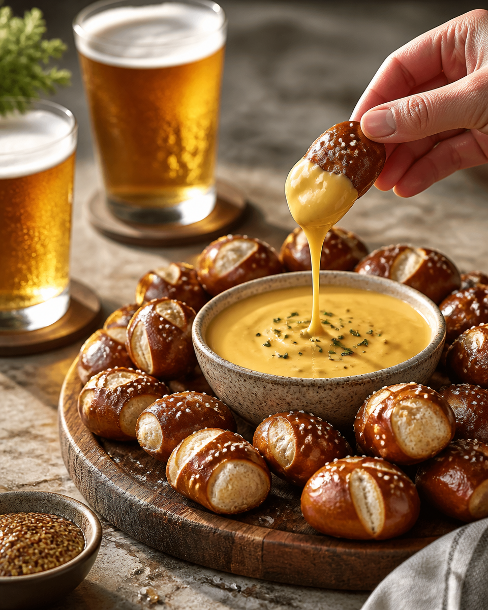 Oktoberfest Soft Pretzel Bites with Beer Cheese