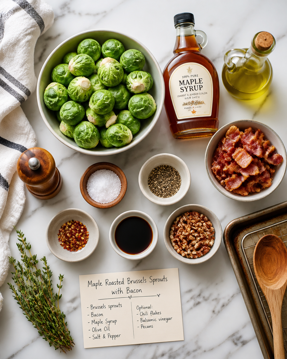 Maple Roasted Brussels Sprouts with Bacon