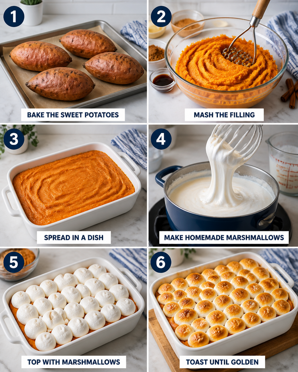 Sweet potato Casserole with Marshmallows from Scratch