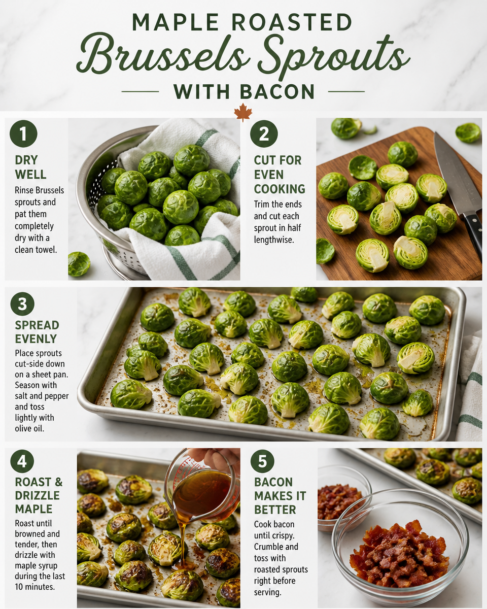 Maple Roasted Brussels Sprouts with Bacon