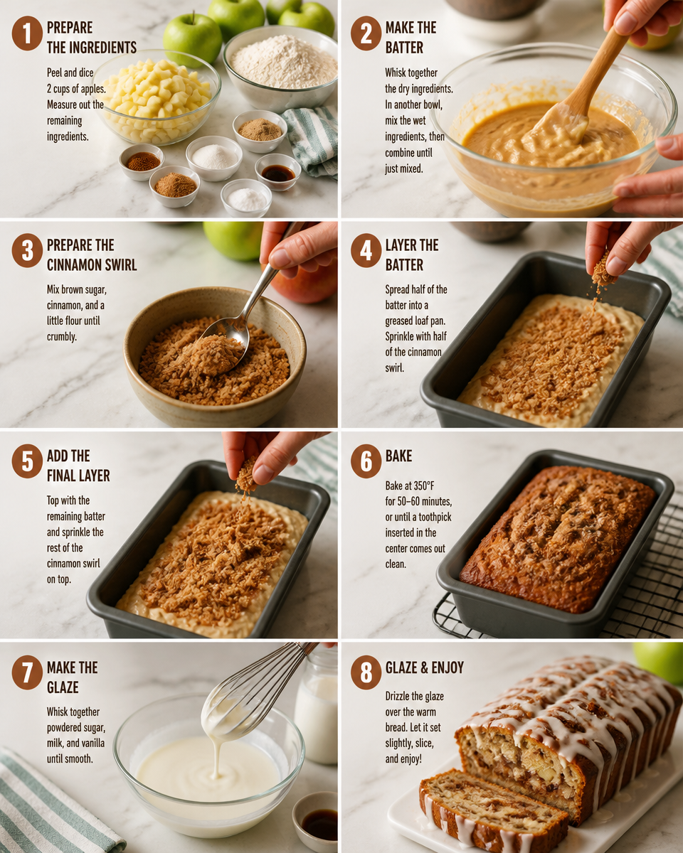 Easy Apple Fritter Bread — Cinnamon Glazed Loaf