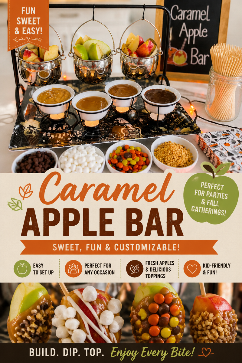 Halloween Caramel Apple Bar Setup