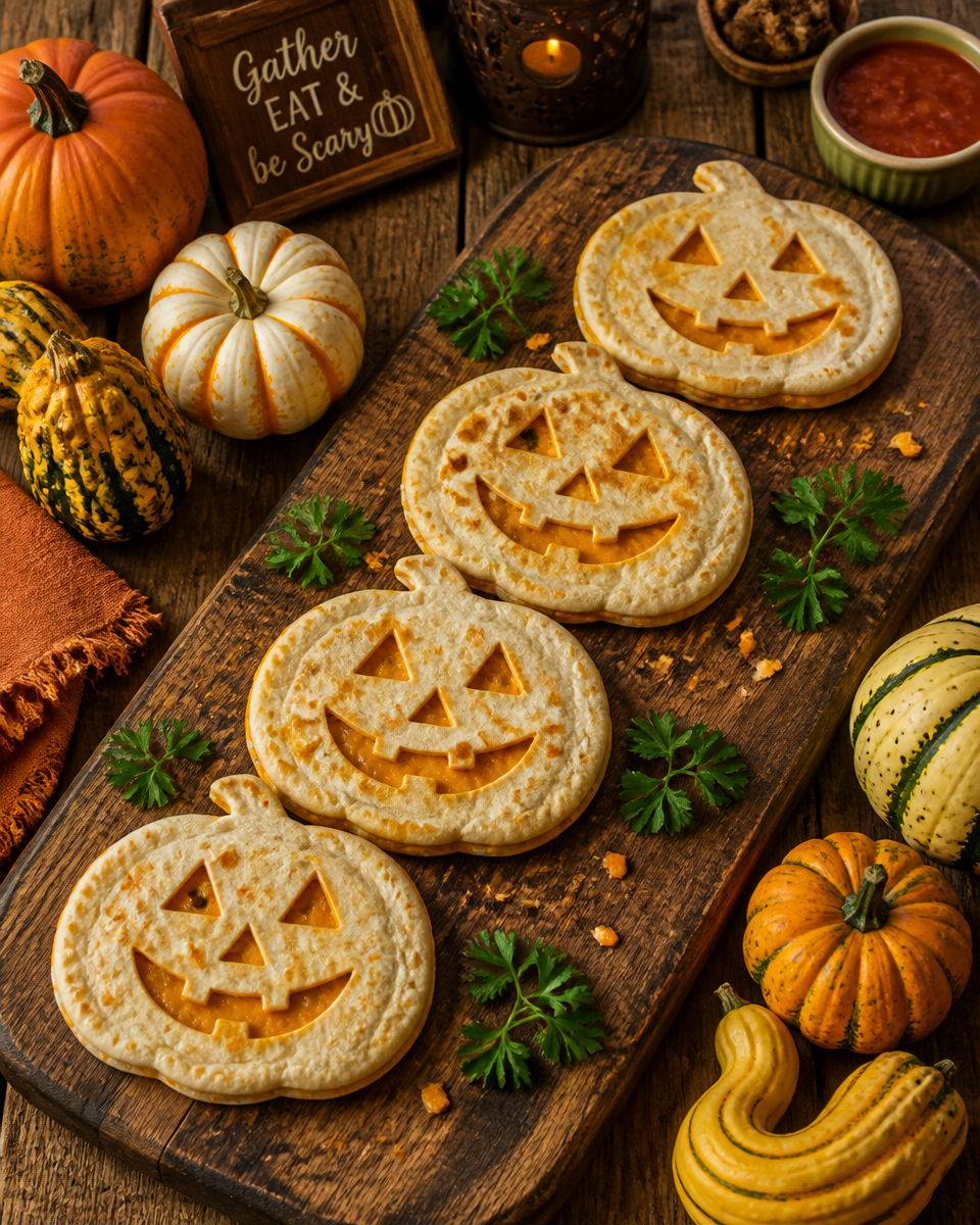 Halloween Pumpkin Shaped Quesadillas