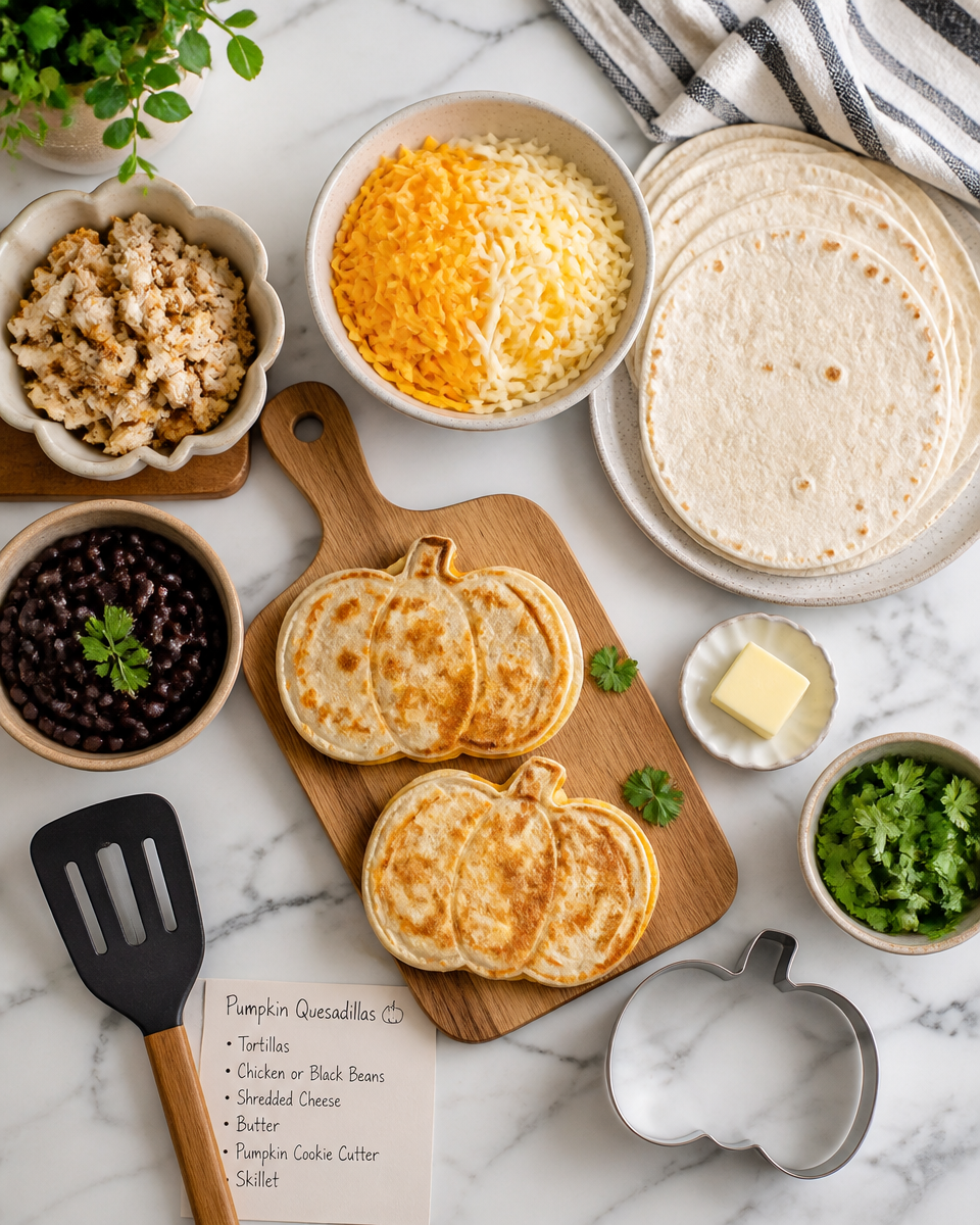 Halloween Pumpkin Shaped Quesadillas