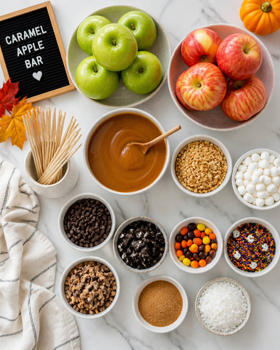Halloween Caramel Apple Bar Setup