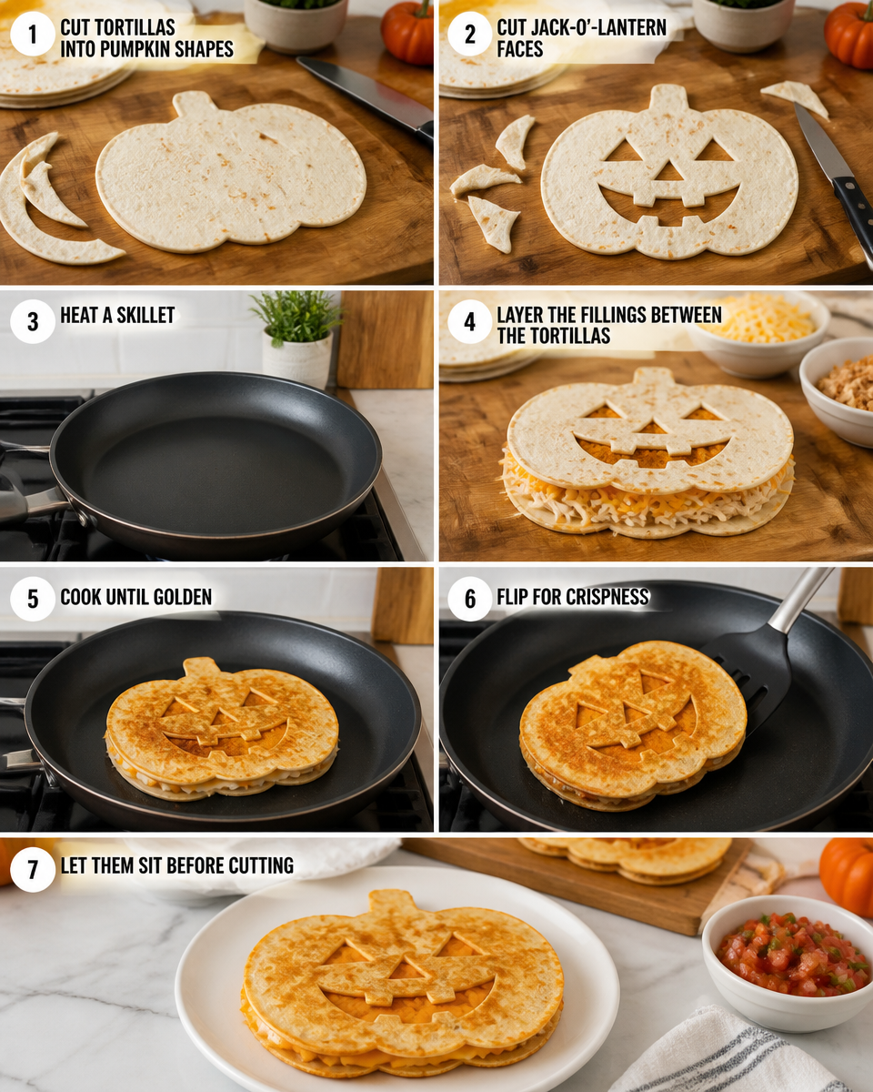 Halloween Pumpkin Shaped Quesadillas