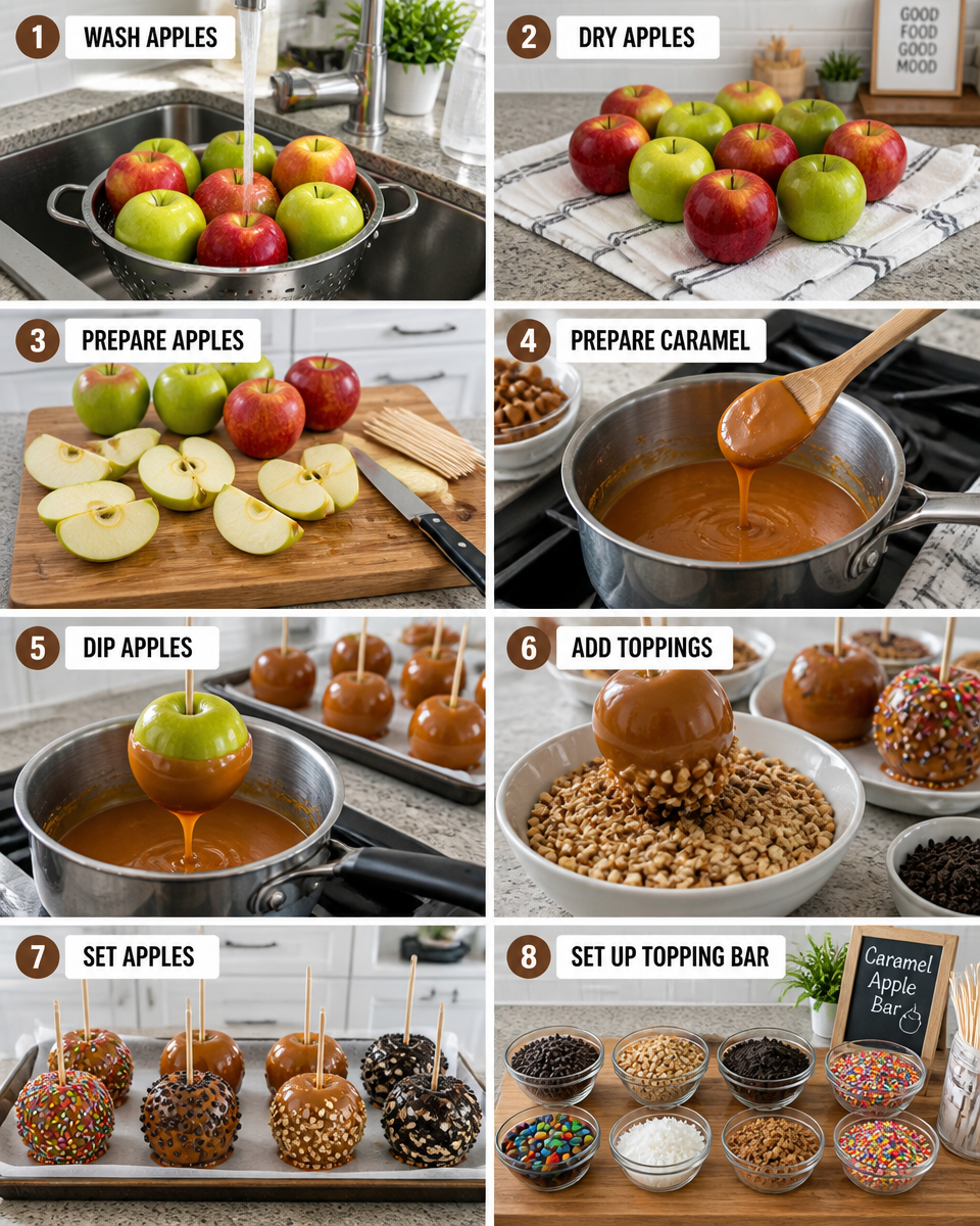 Halloween Caramel Apple Bar Setup