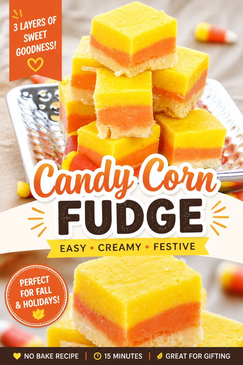 Easy Candy Corn Fudge — 3 Color Layered