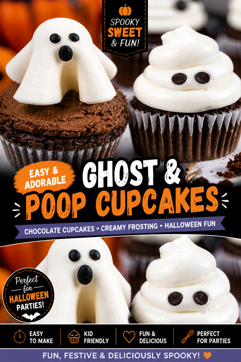 Easy Halloween Ghost Cupcakes — White Frosting