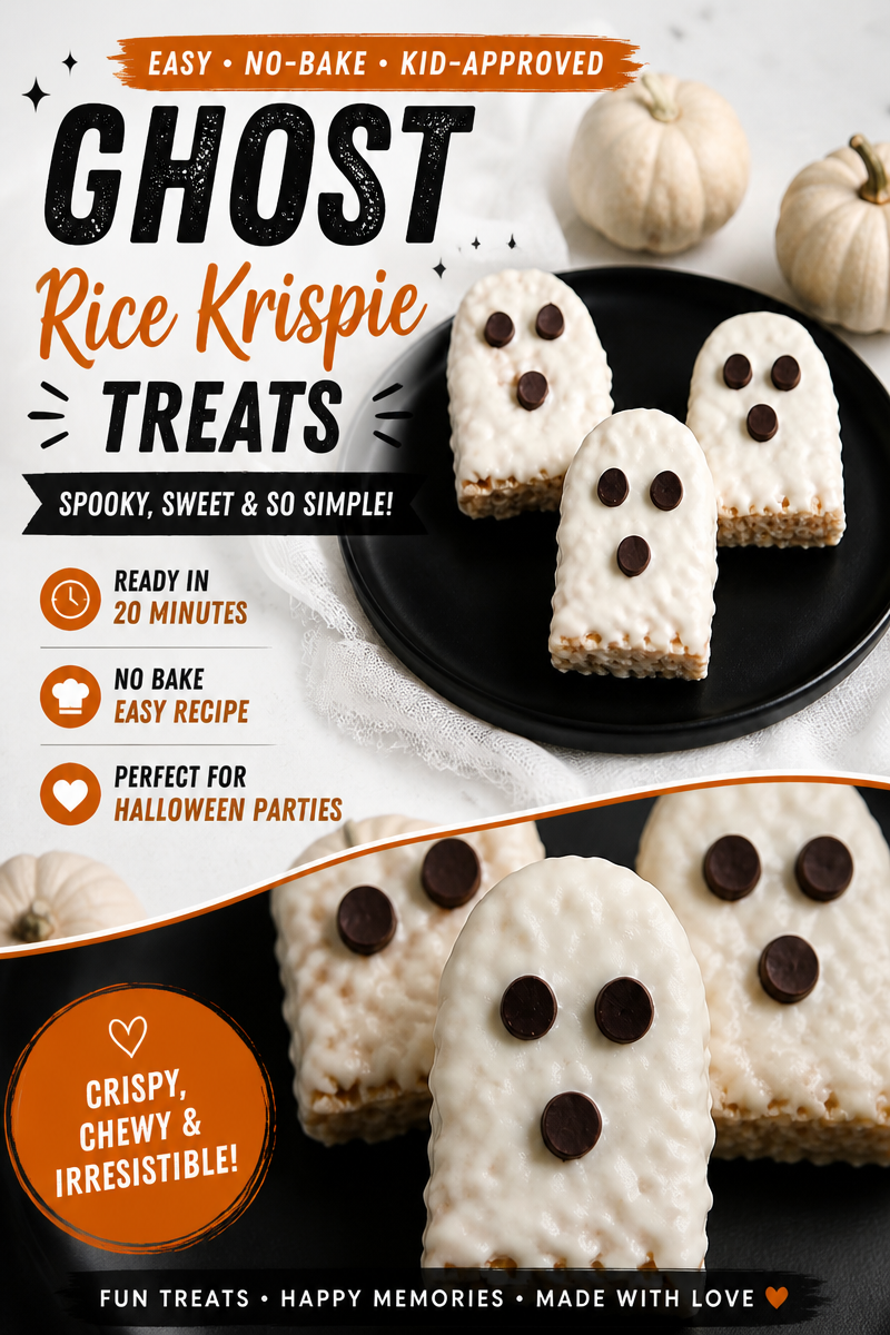 Easy Halloween Rice Krispie Treats — Ghost Shape