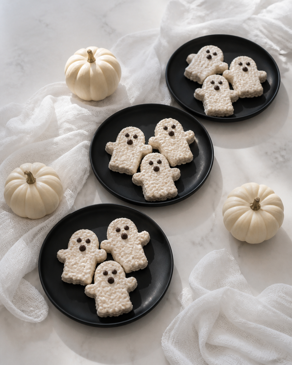 Easy Halloween Rice Krispie Treats — Ghost Shape